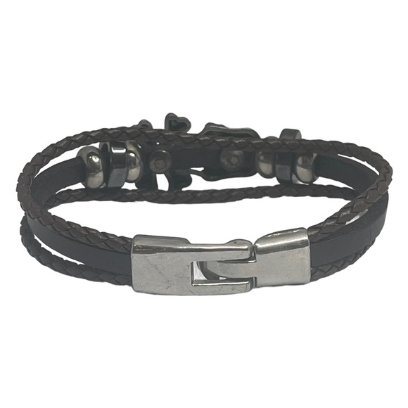 Steeltime ☠︎︎ Skull + Crossbones Braided Multi Wrap Leather ☠︎︎
Black Brown ☠︎︎ - Picture 8 of 16